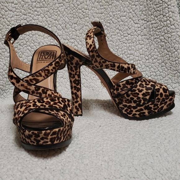 leopard print strappy heels